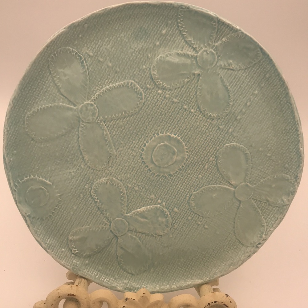 Set/2 Bella Vita Fortunata Blue Floral Ceramic Serving 11"‎ Plates Made in Italy